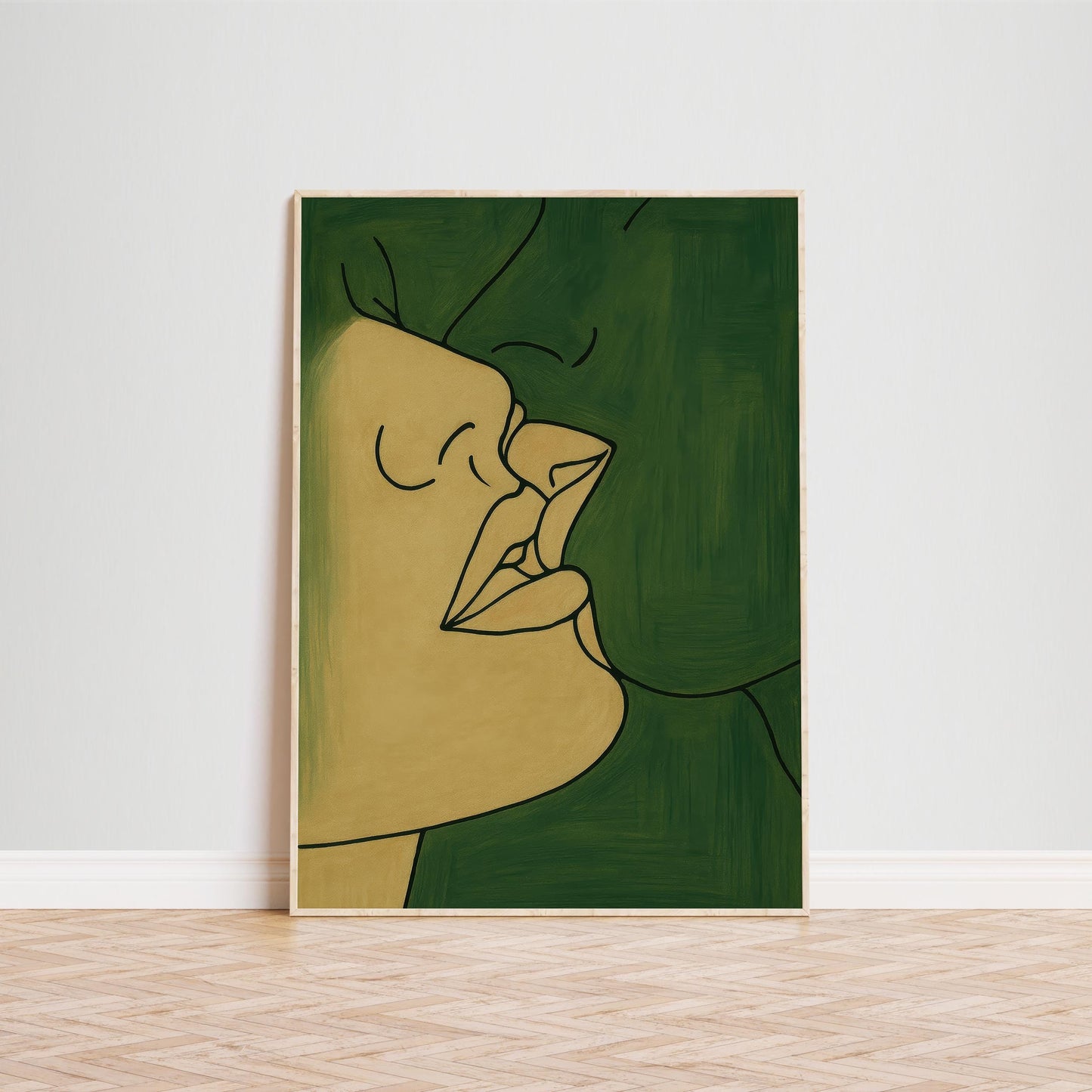 Minimalist Kissing Poster – Intimate Couple Art Print | Modern Line Art Decor