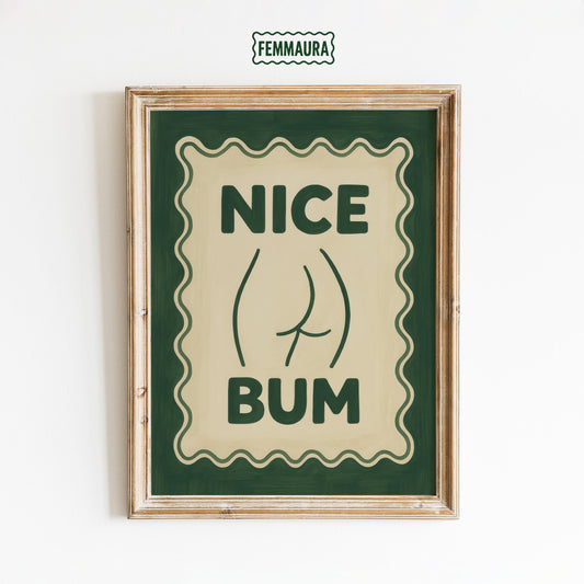 Retro Bathroom Wall Art – Playful Vintage Poster With Bold Typography & Wavy Frame