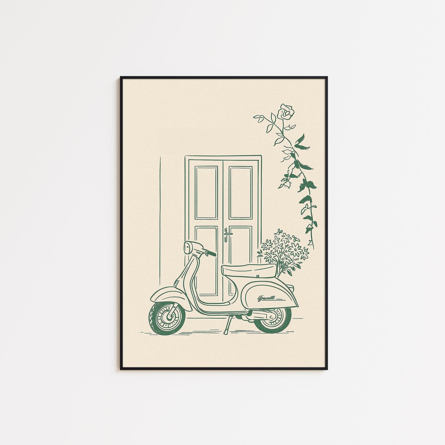 Green scooter Poster – Minimal Italian Scooter Art Print