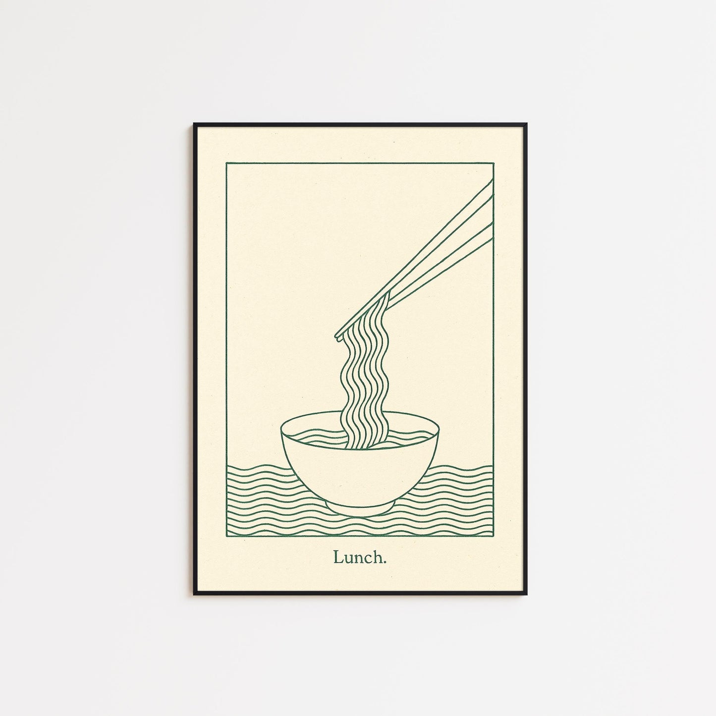 Lunch Poster – Minimal Line Art Noodle Bowl Print, Modern Kitchen Wall Decor