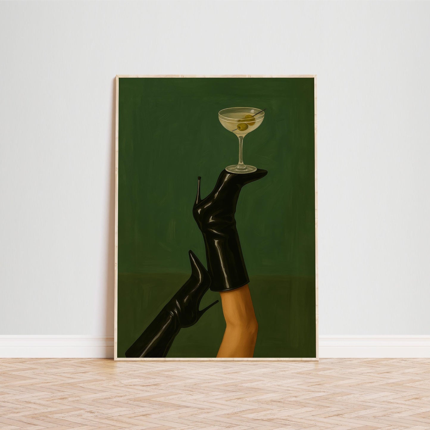 Feminine Cocktail Poster – Moody Wall Art | High Heel Print & Espresso Martini