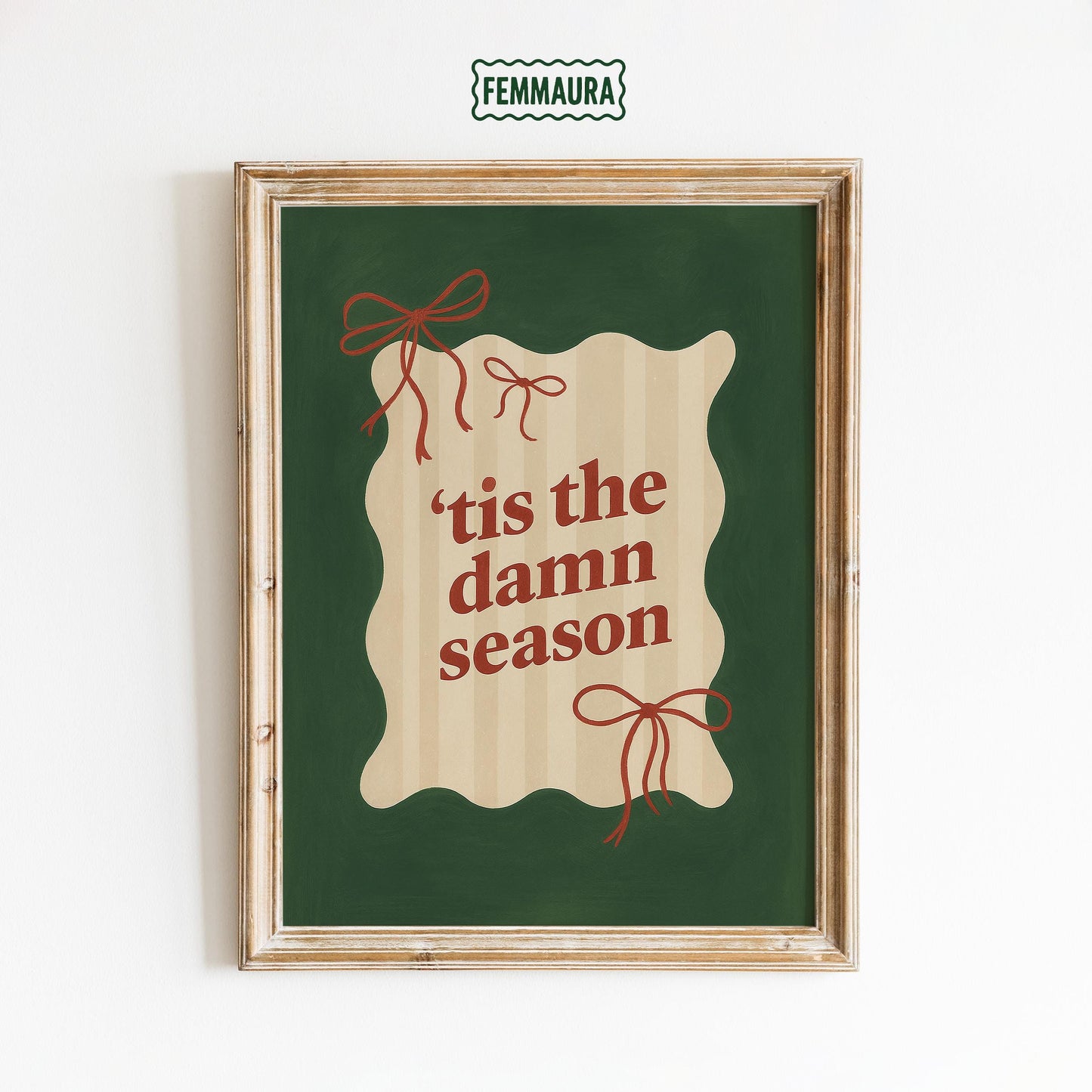 Retro Holiday Poster – ’Tis the Damn Season Funny Christmas Wall Art Print