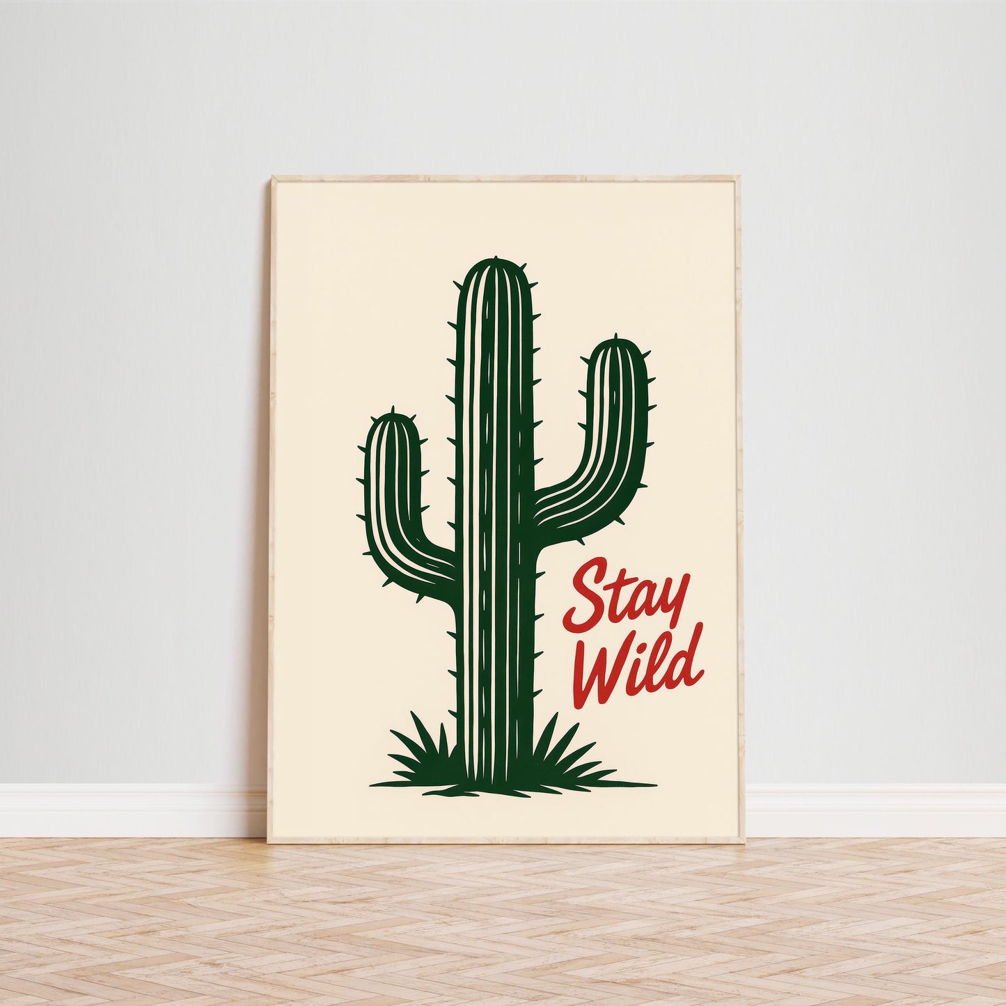 Stay Wild Cactus Poster – Western Desert Minimal Wall Art