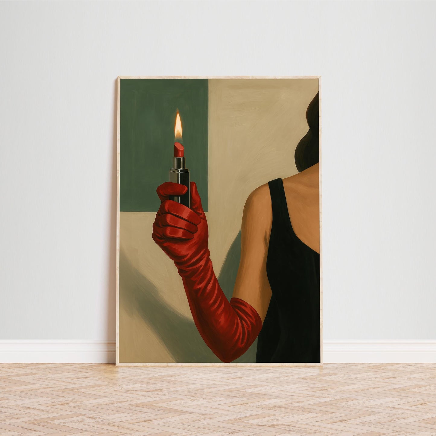 Lipstick Flame Poster – Bold Feminine Gothic Wall Art With Surreal Design