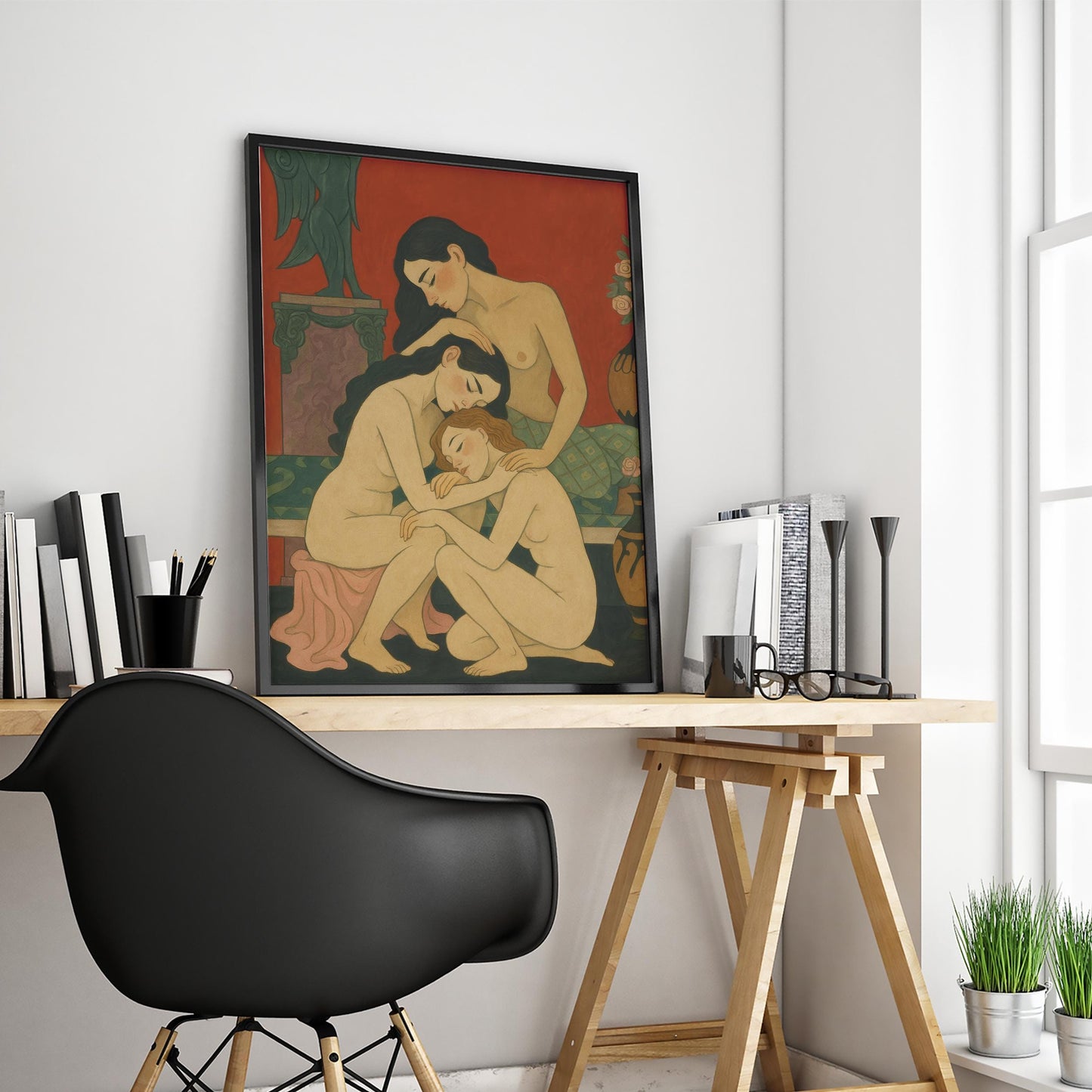 Nude Art Print – Emotive Queer Love Sensual Wall Art | Feminine Closeness Poster