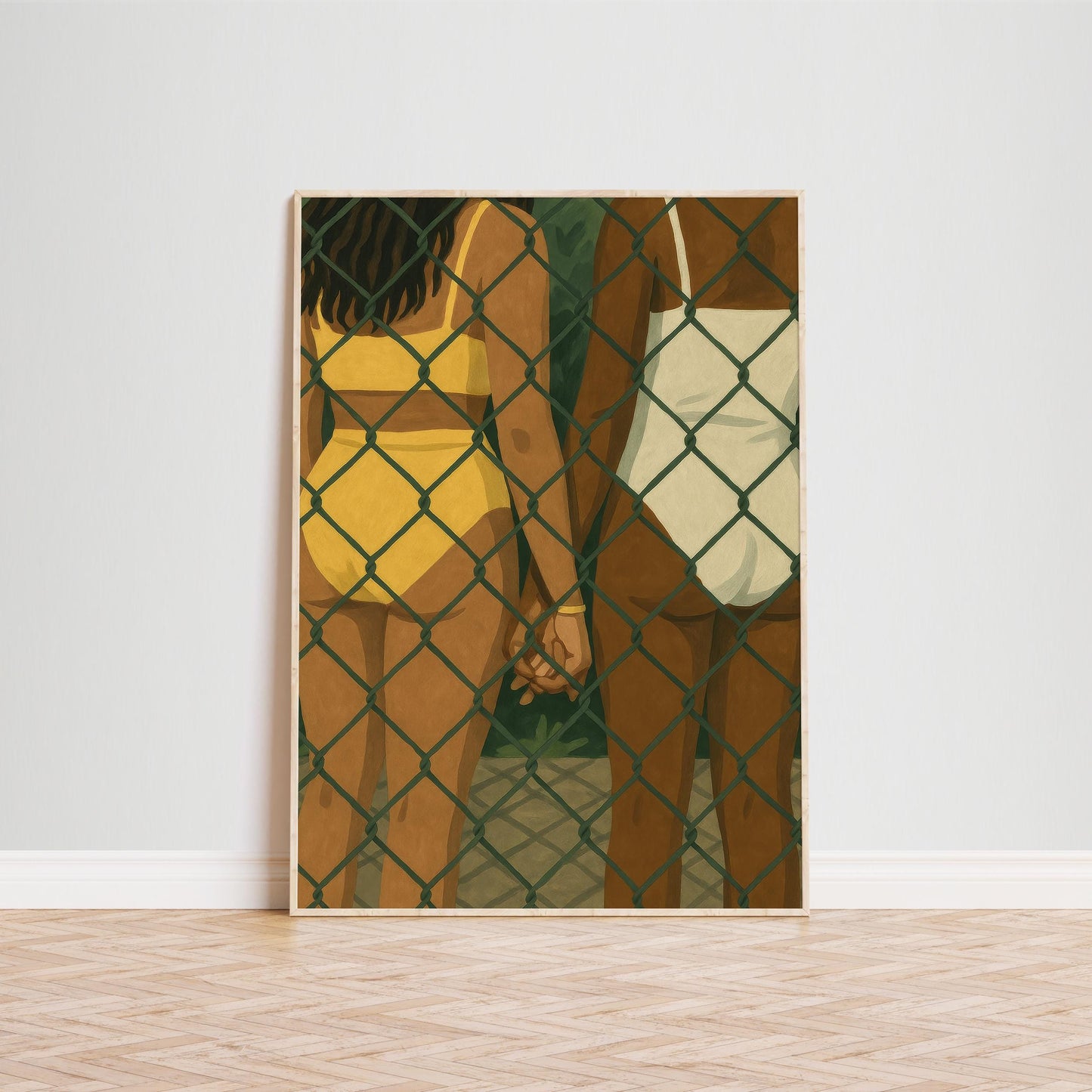 Queer Love Wall Art – LGBTQ Couple Print | Summer Poolside Intimacy Decor