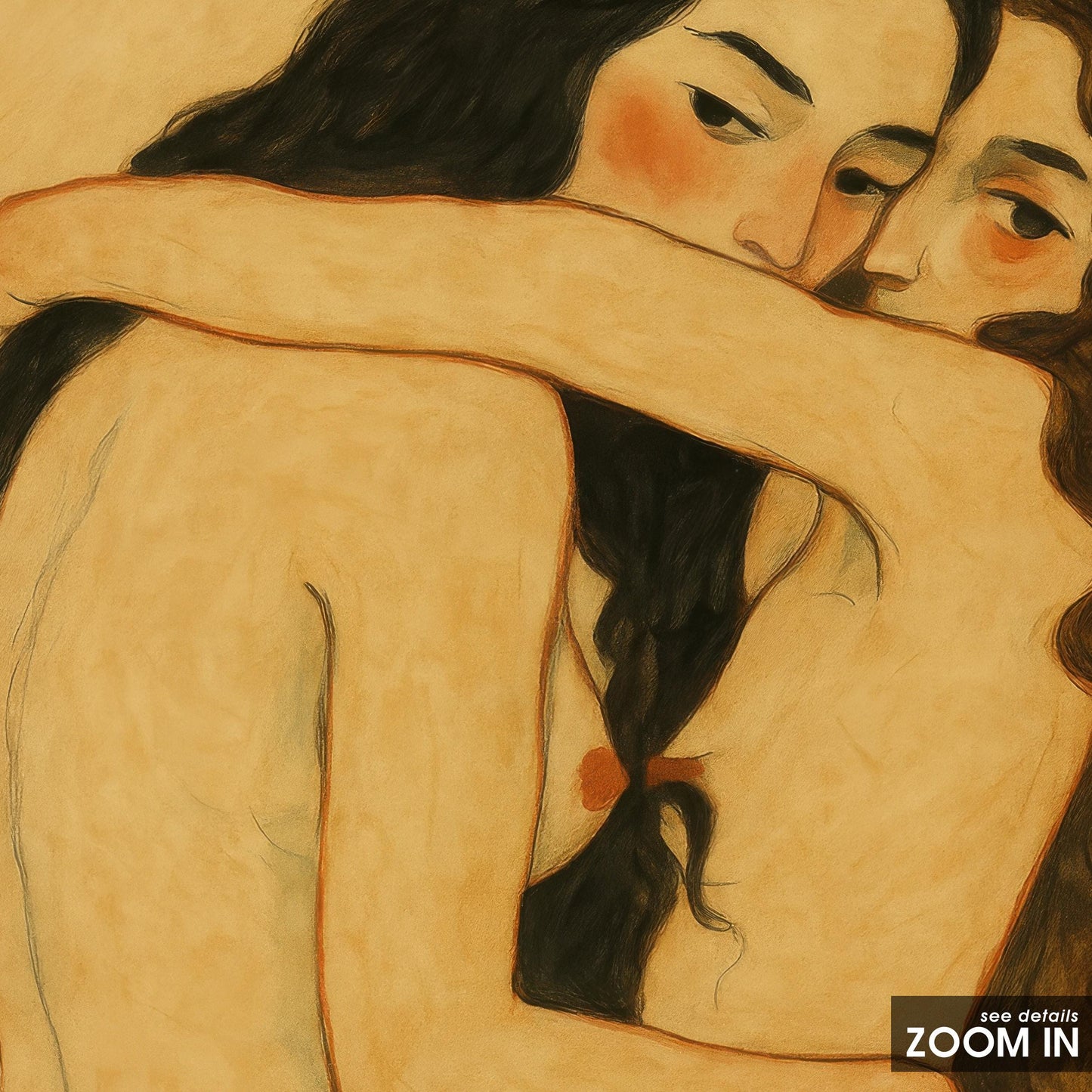 Queer Feminine Nude Art – Sapphic Love Print | Tender Lesbian Intimacy Poster