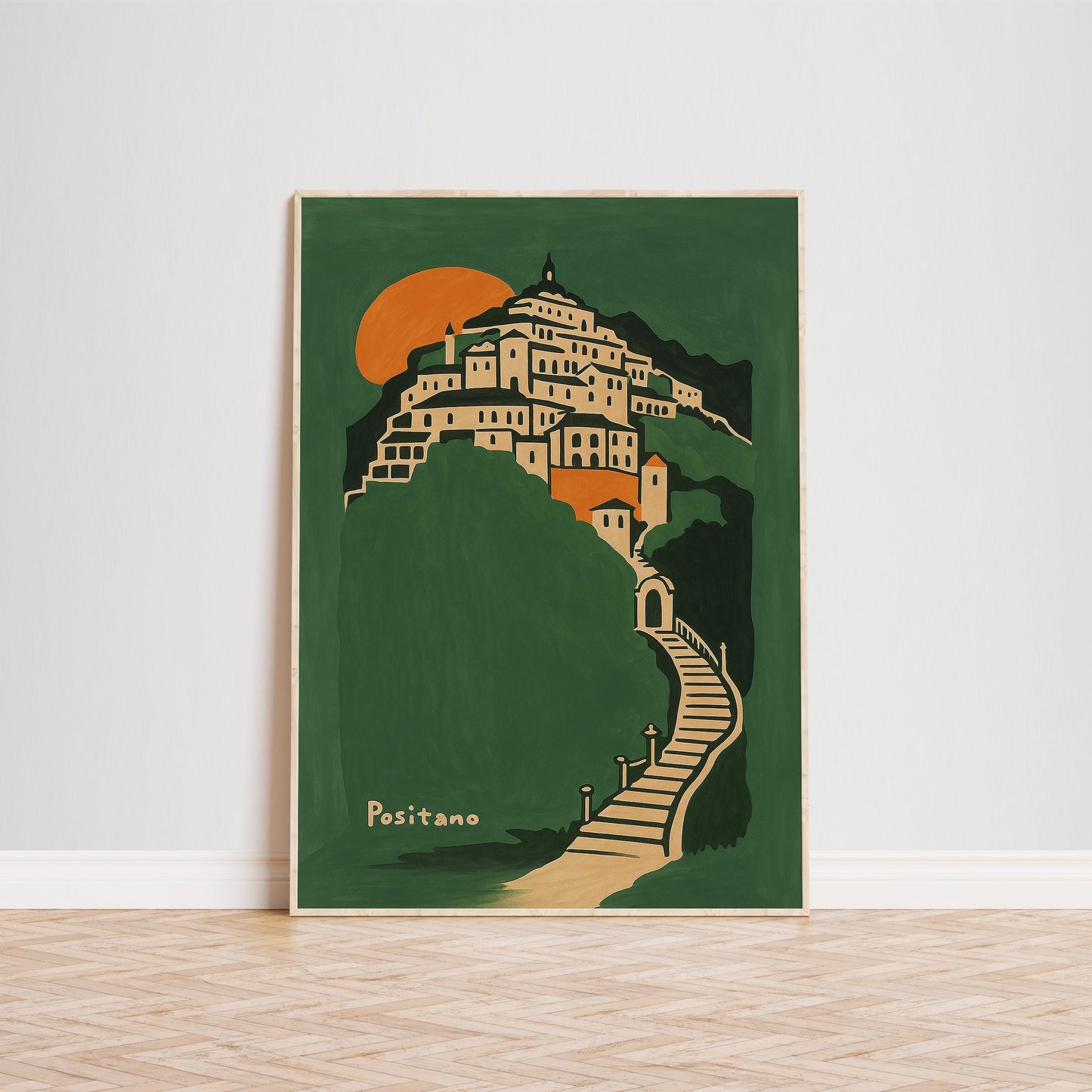 Positano Italy Poster – Vintage Amalfi Coast Print | Mediterranean Wall Art