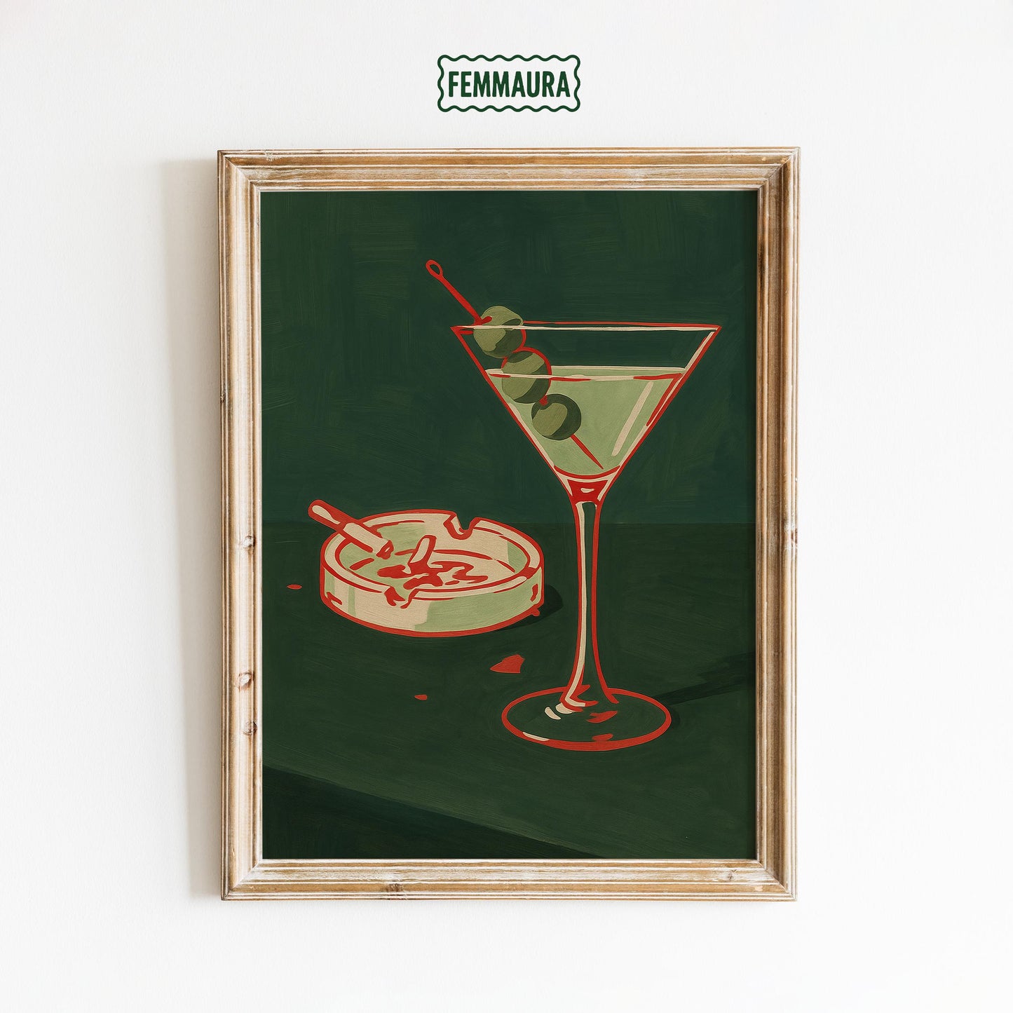 Martini Cocktail Poster – Retro Bar Art | Vintage Martini Glass Illustration