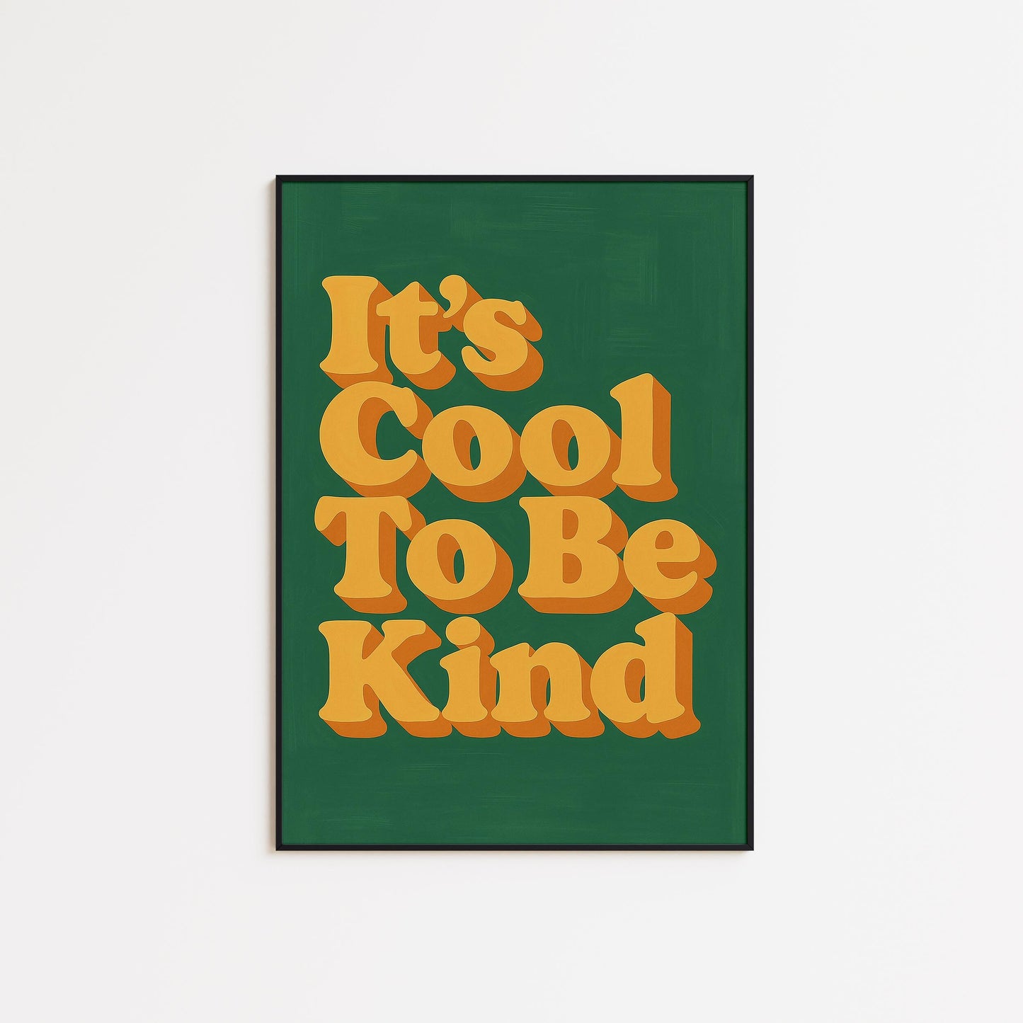 Retro Kindness Poster – Groovy Orange 70s Typography Print With Warm Green Background