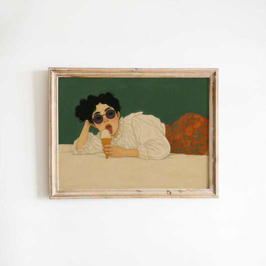 Queer Art Print – Retro Girl Print With Vintage Ice Cream & Feminine Wall Art