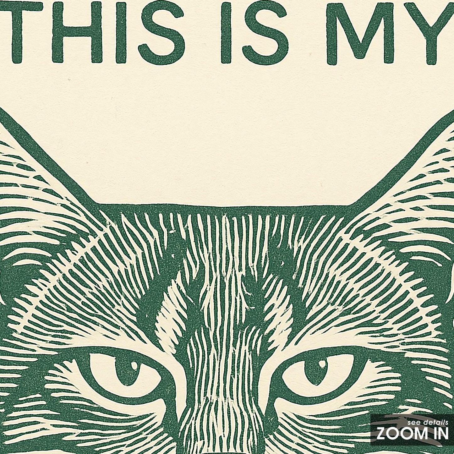 This Is My Happy Face Poster – Funny Cat Wall Art, Minimal Line Drawing Animal Print