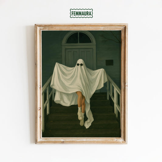 Gothic Wall Art – Surreal Ghost Poster With Stylish Boots And Sunglasses