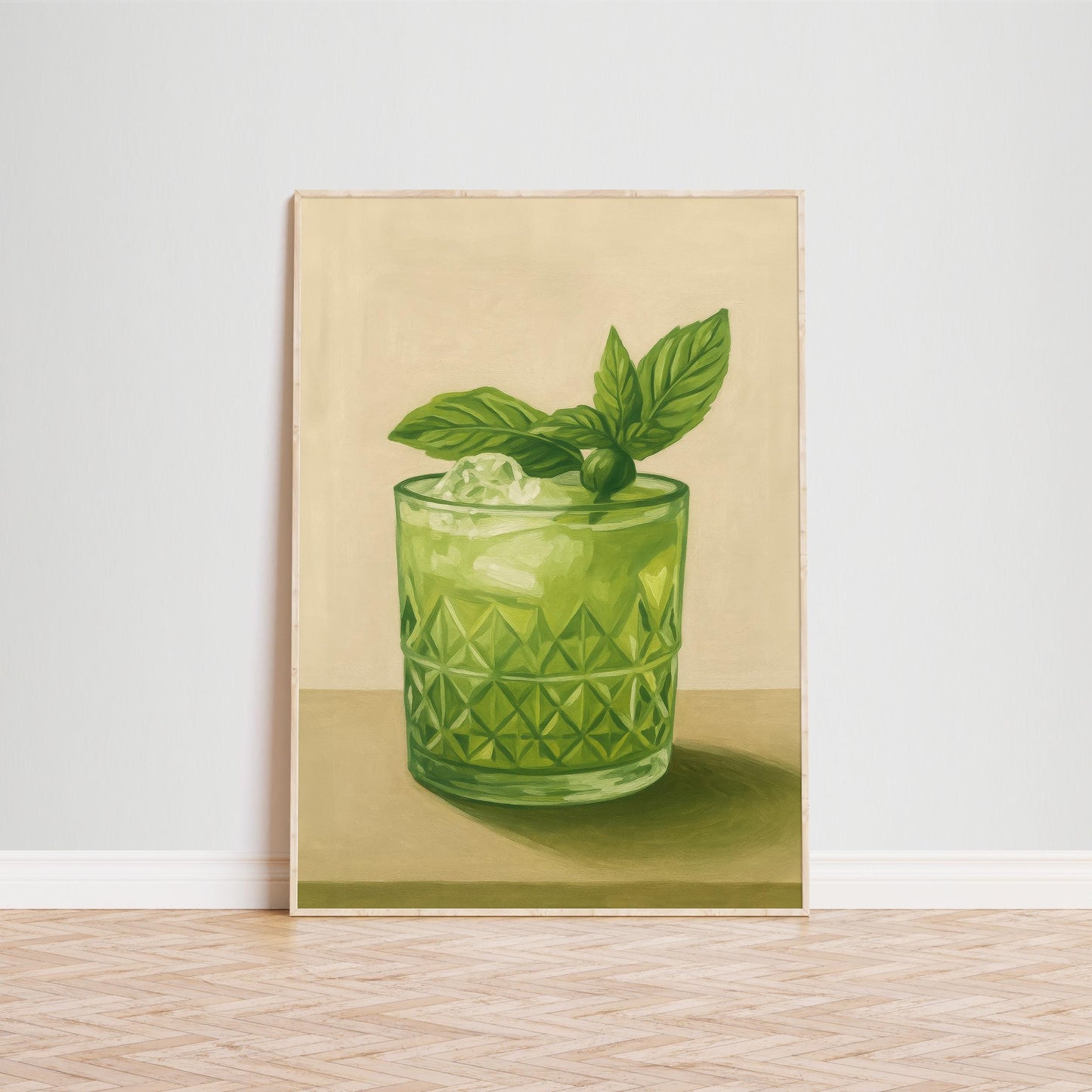 Green Cocktail Art Print – Fresh Mojito Wall Decor | Retro Mixology Poster