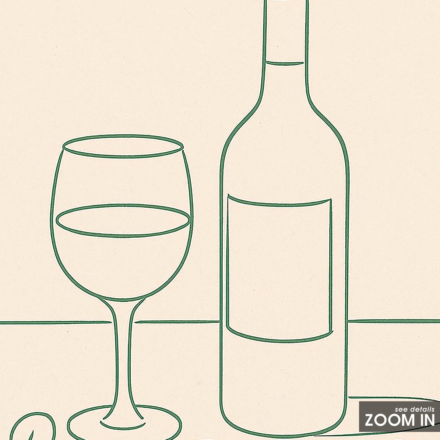Wine and Cheese Line Art Print – Minimalist Kitchen Wall Art, Neutral Dining Decor