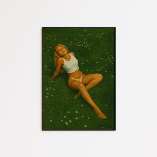 Boho Summer Poster – Vintage Wall Art Featuring Meadow Girl Print & Wildflowers