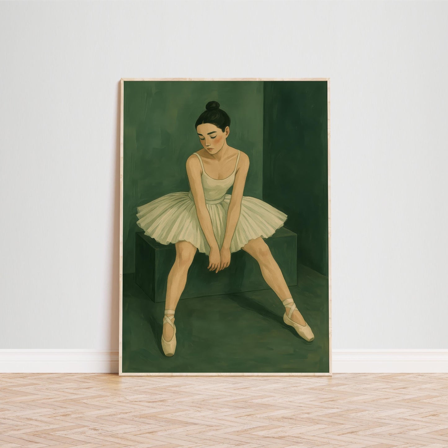 Ballet Dancer Wall Art – Graceful Ballerina Illustration | Elegant White Tutu Painting