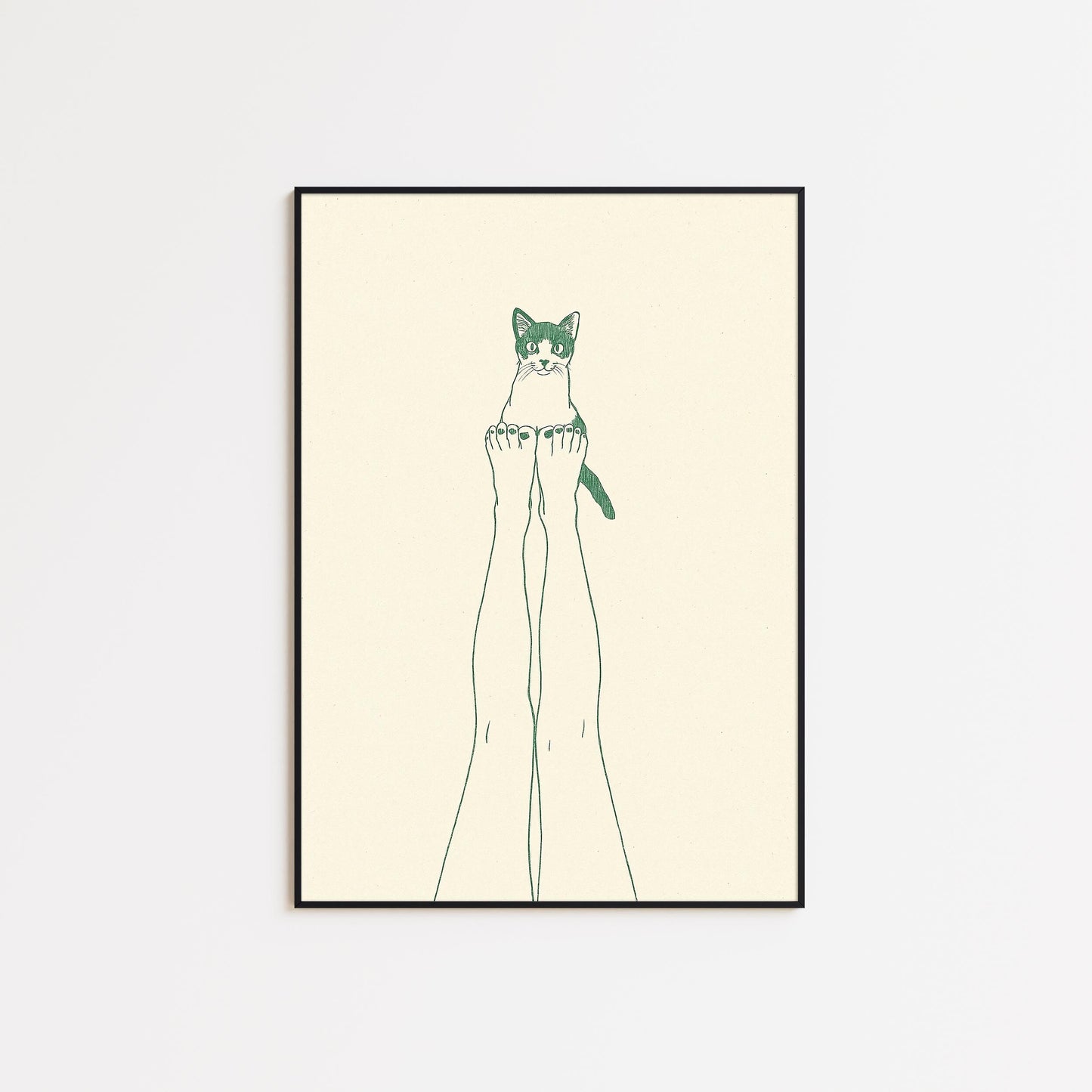 Cat Balance Poster – Minimal Line Art Illustration, Femmaura Bold Series
