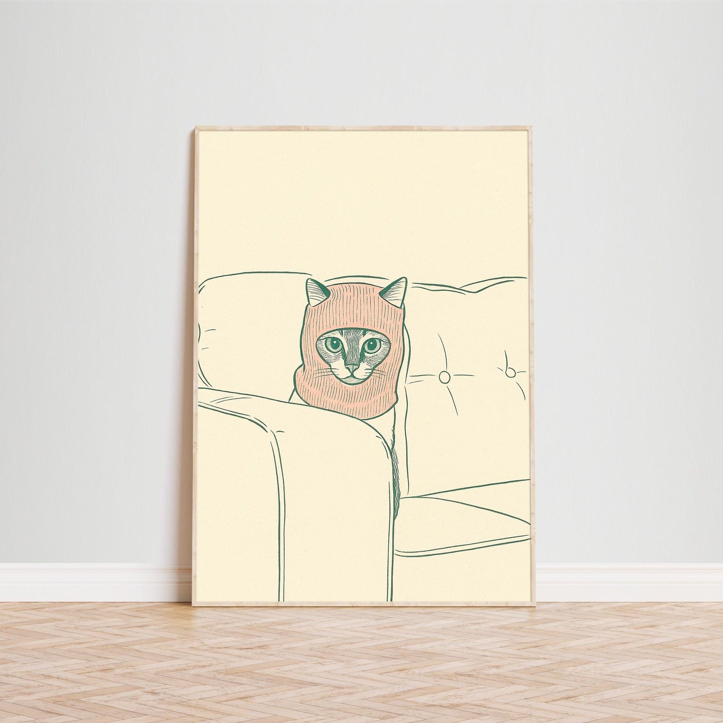 Funny Cat Poster – Minimal Cat Print With Quirky Animal Art & Cozy Wall Decor