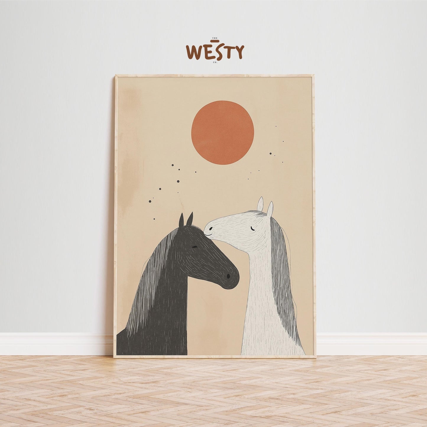 Horse Love Print – Minimal Desert Romance Wall Art