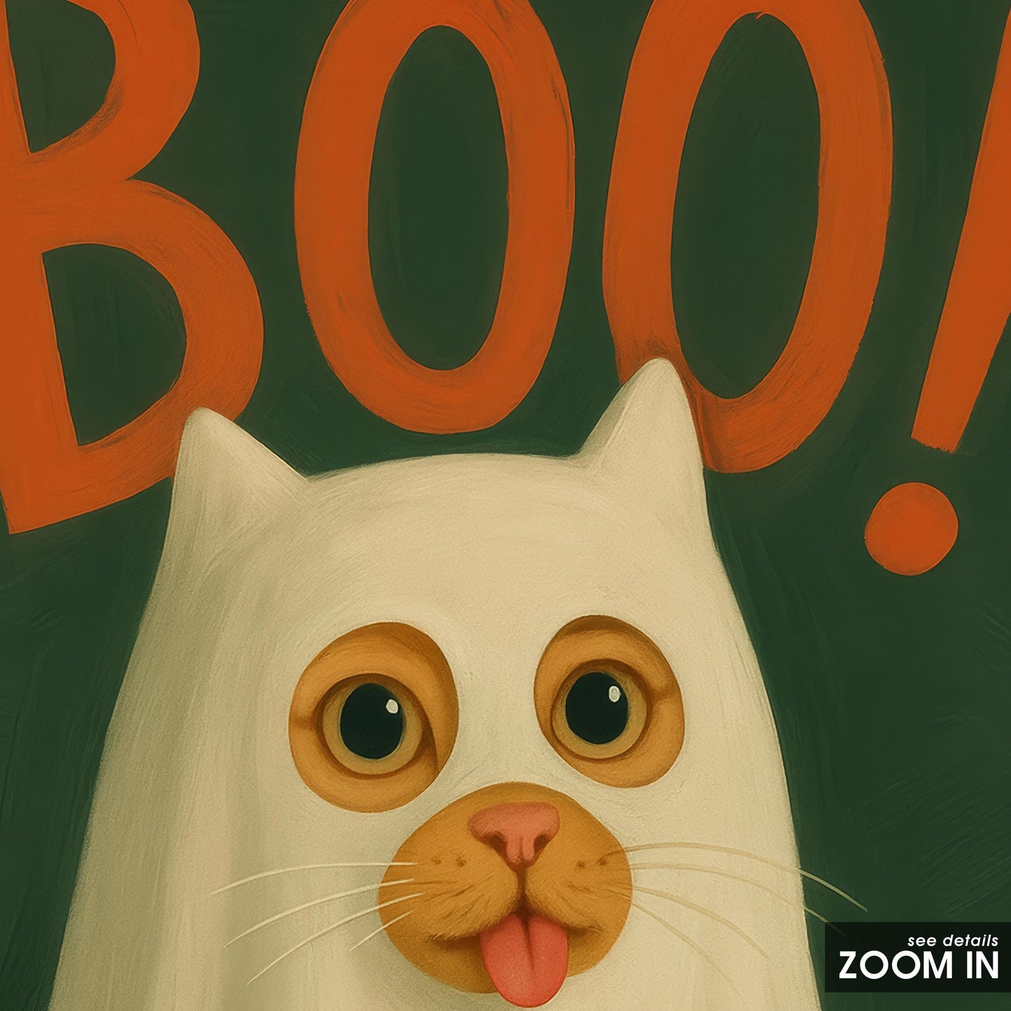 Ghost Cat Poster – Funny Halloween Wall Art | Playful Boo Cat Illustration