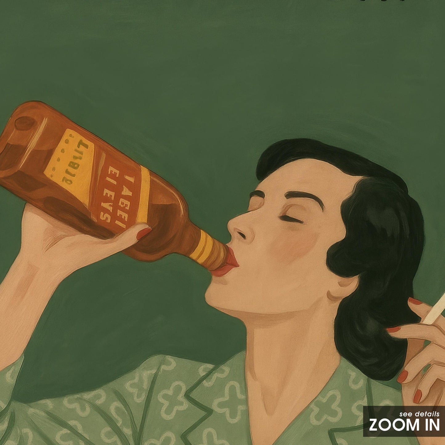 Retro Wall Art – Funny Vintage Humor Print | Bold Sassy Drinking & Smoking Poster