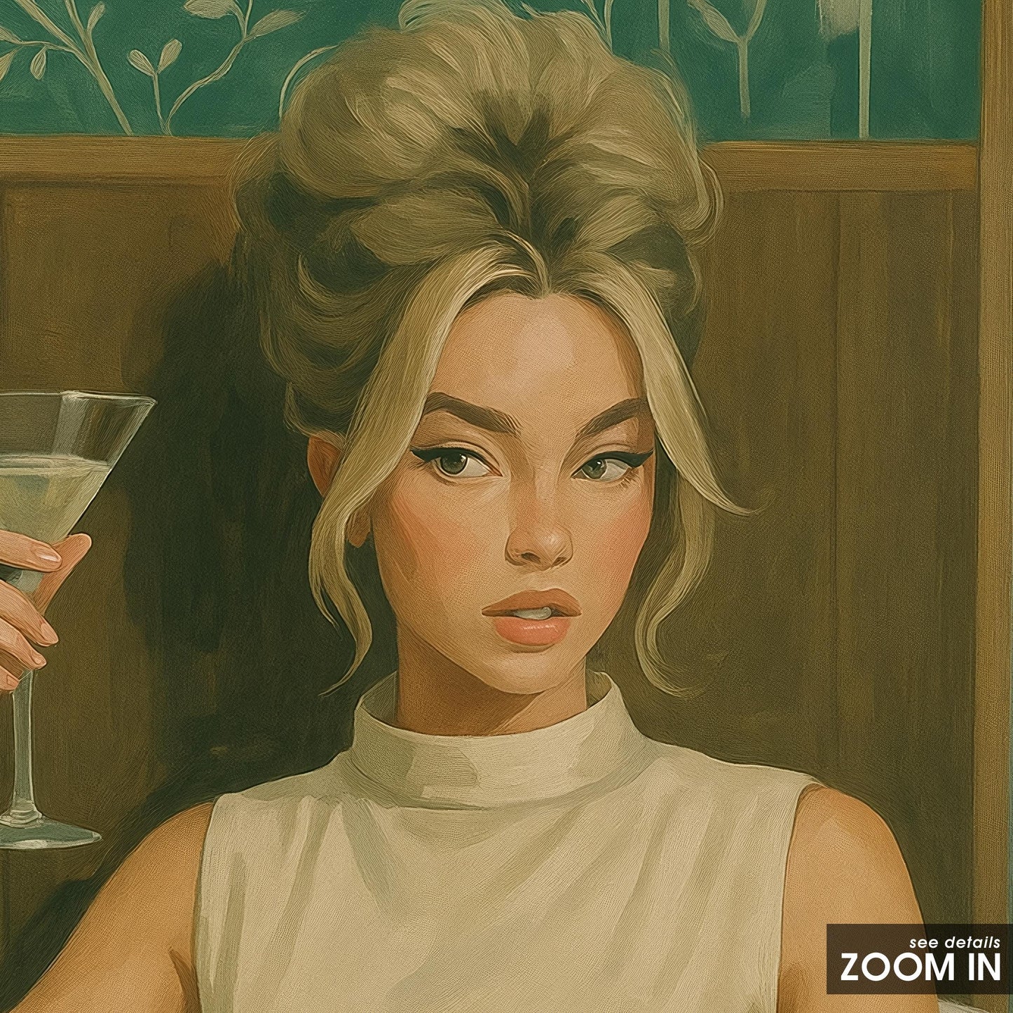 Feminine Art Print – Retro Glam Poster Featuring Elegant Woman Portrait