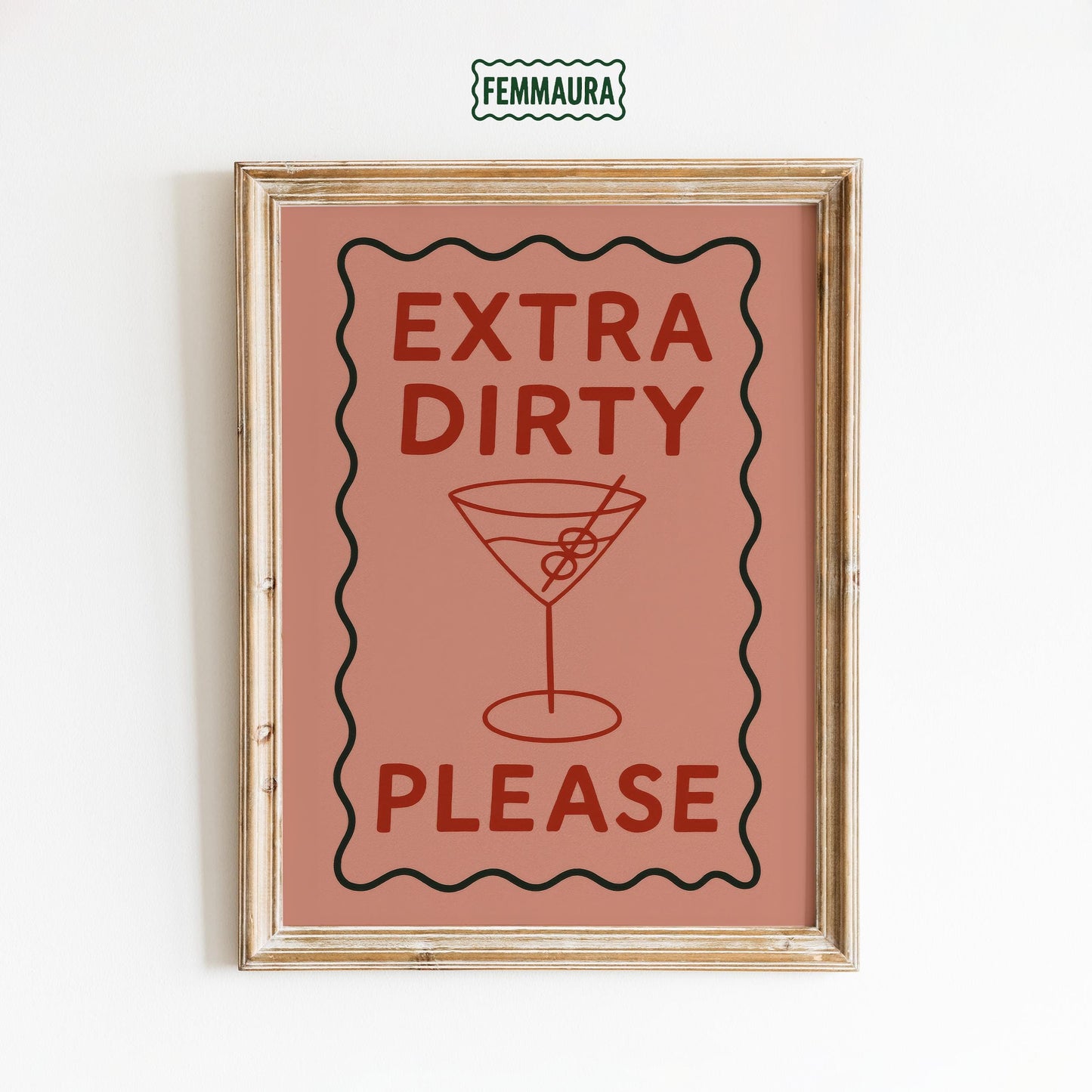 Sassy Cocktail Wall Art – Extra Dirty Martini Lover Poster With Bold Quote