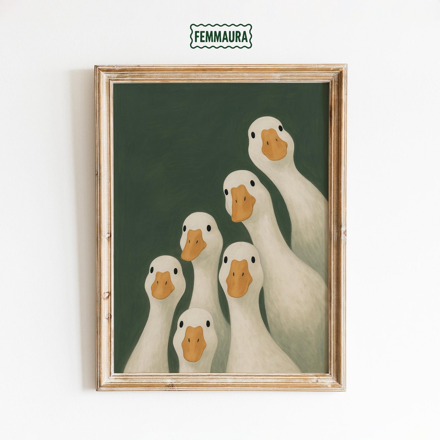 Funny Animal Wall Art – Goose Group Illustration | Playful Farmhouse Print