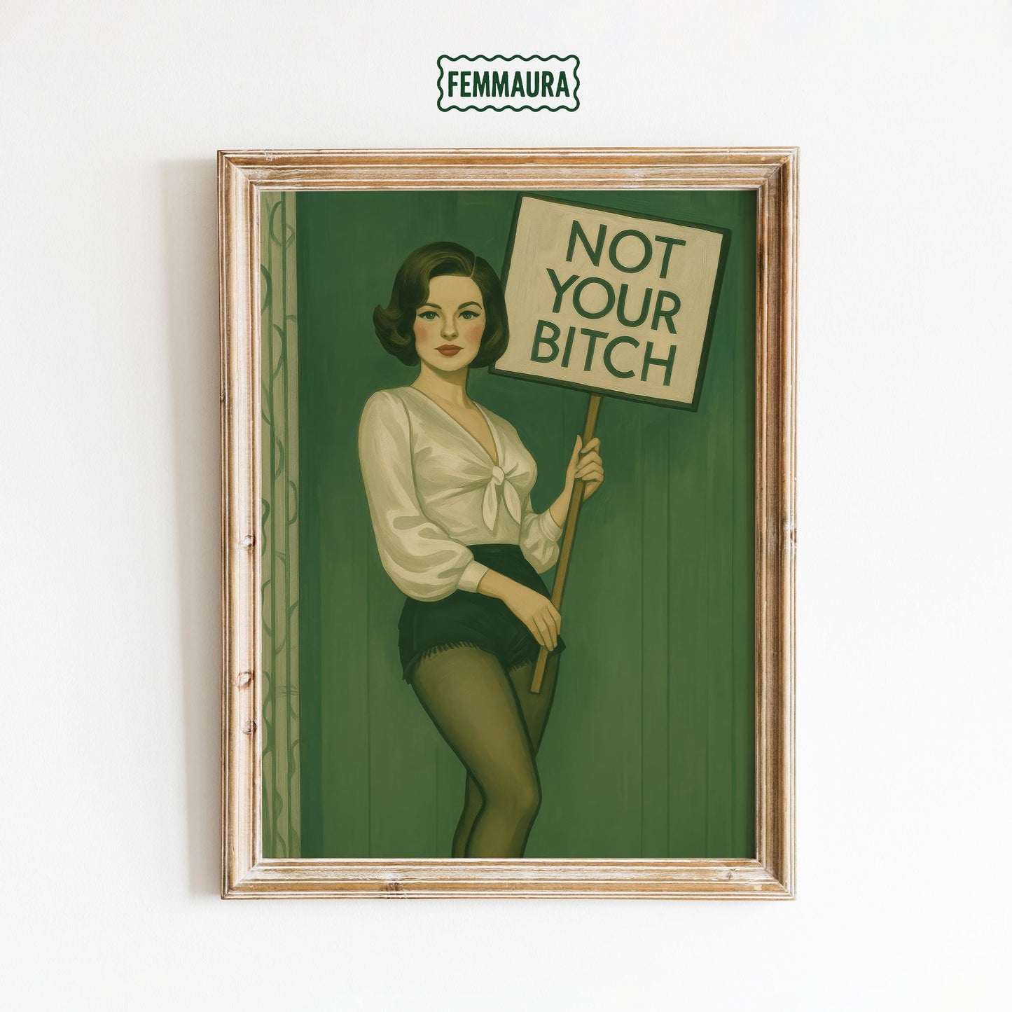 Feminist Protest Poster – Retro Wall Art With Bold Empowerment Print & Green Feminist Style