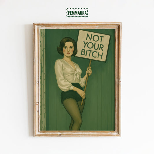 Feminist Protest Poster – Retro Wall Art With Bold Empowerment Print & Green Feminist Style