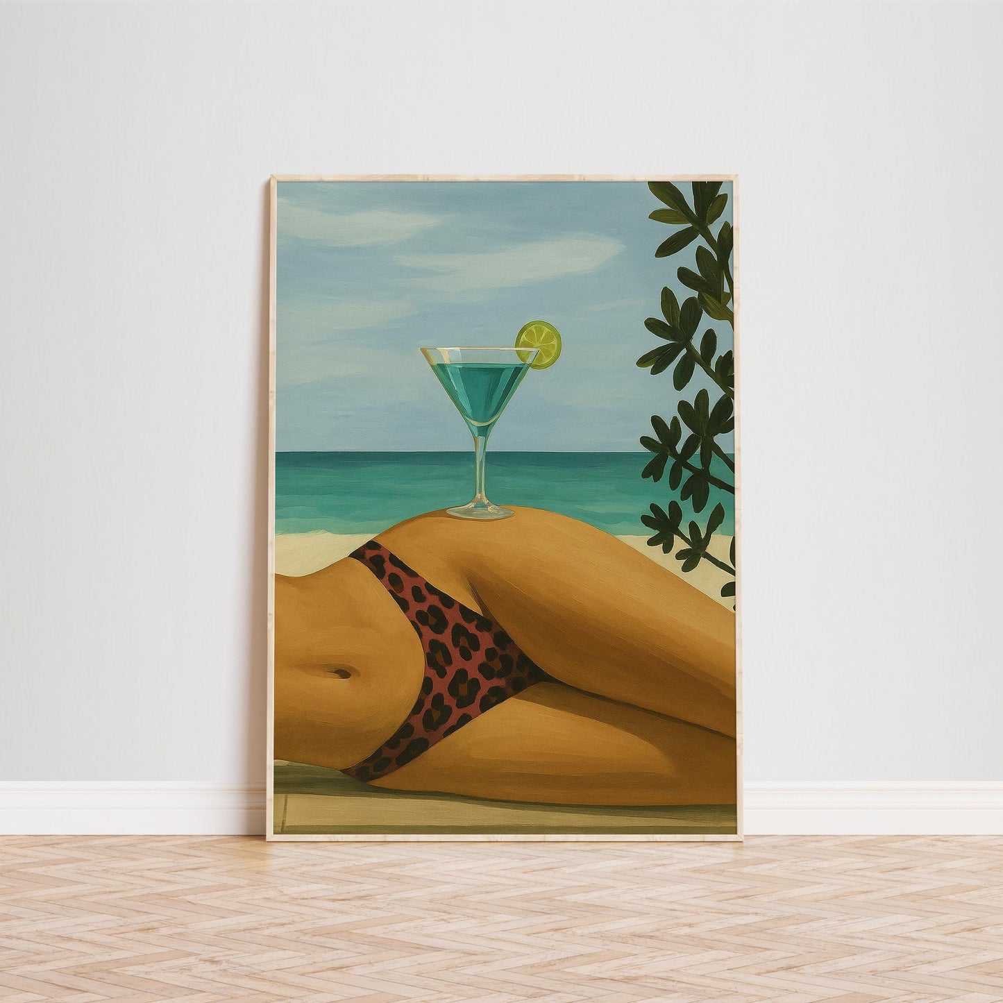 Seaside Cocktail Poster – Retro Summer Print | Chic Beach Wall Art