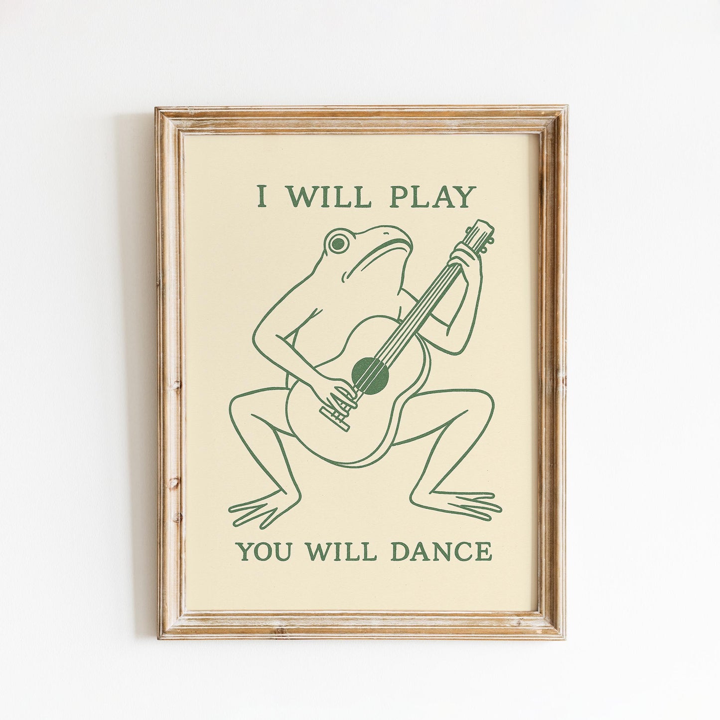 Frog Guitar Poster – Funny Animal Music Print, Vintage Minimal Wall Art