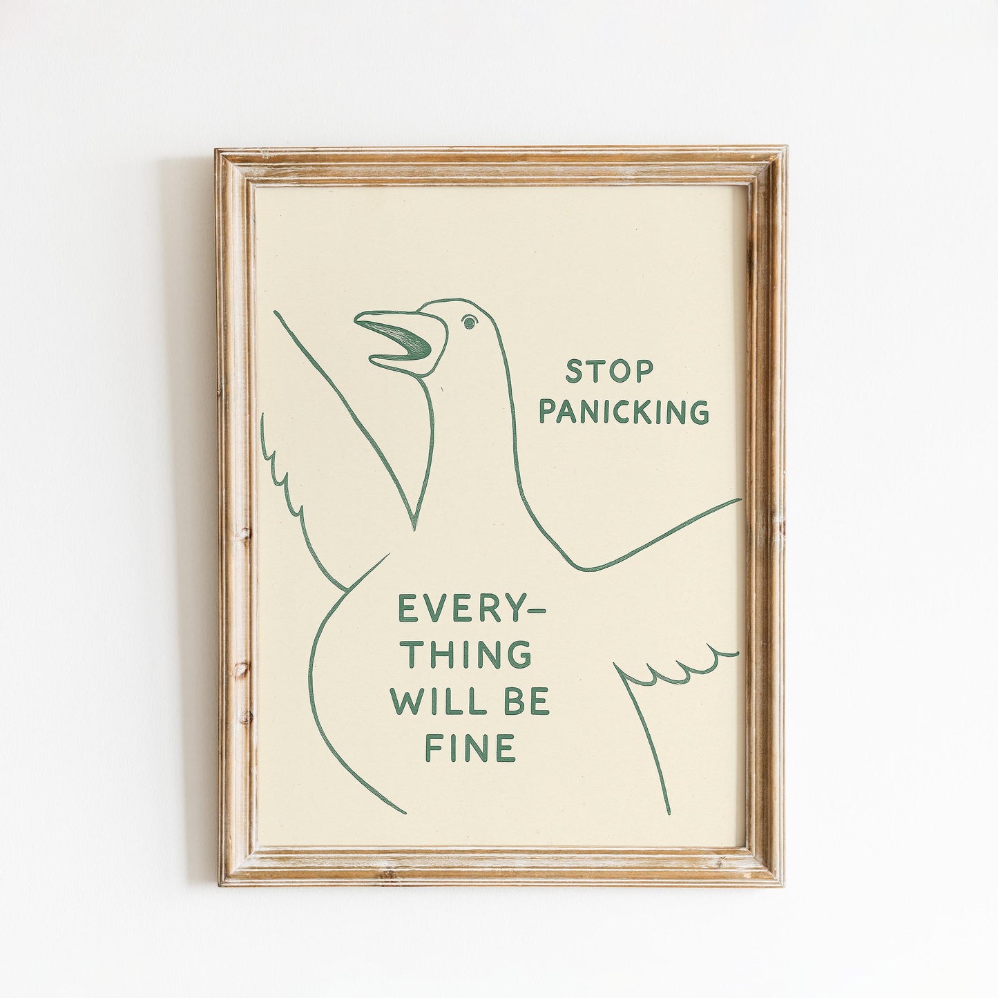 Funny Duck Poster – Stop Panicking Wall Art, Minimal Line Animal Print