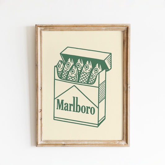Surreal Marlboro Poster – Minimal Pop Art Print, Ironic Modern Wall Decor