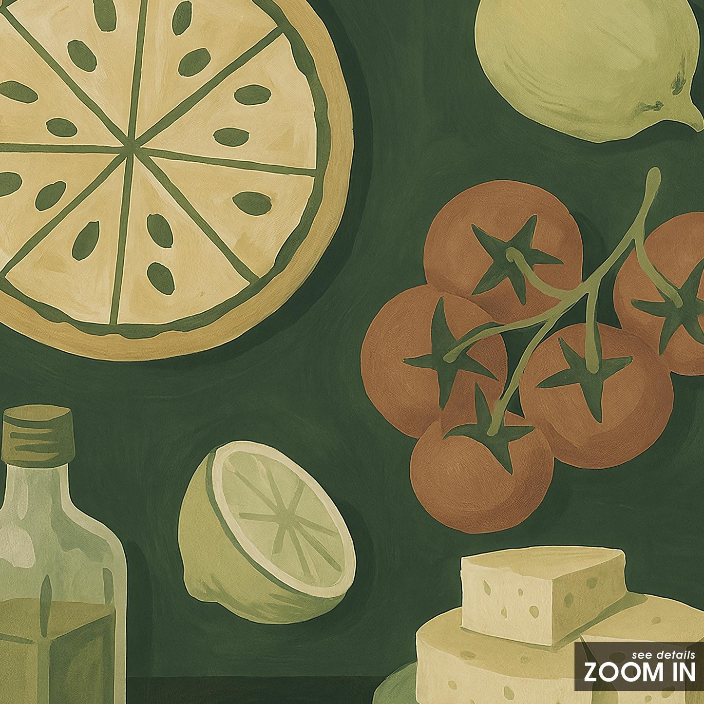 Mediterranean Kitchen Art – Rustic Olive Lemon Print | Farmhouse Dining Decor Poster