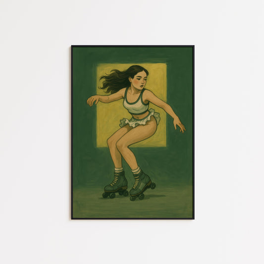 Retro Roller Skater – Vintage Sport Decor | Skating Wall Print Artwork