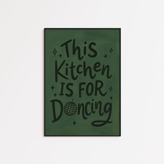 Kitchen Dancing Poster – Fun Kitchen Wall Art With Bold Typography Print
