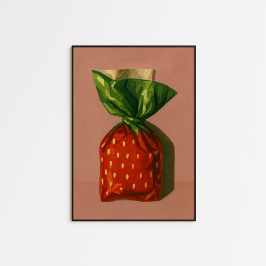 Strawberry Candy Art Print – Retro Pop Art Kitchen Wall Poster, Colorful Vintage Decor