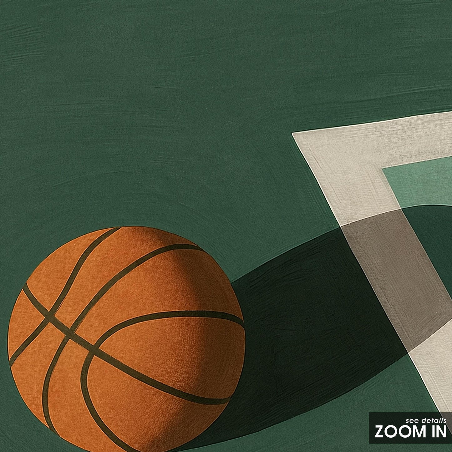 Basketball Court Poster – Minimalist Sports Art | Gouache Illustration Print