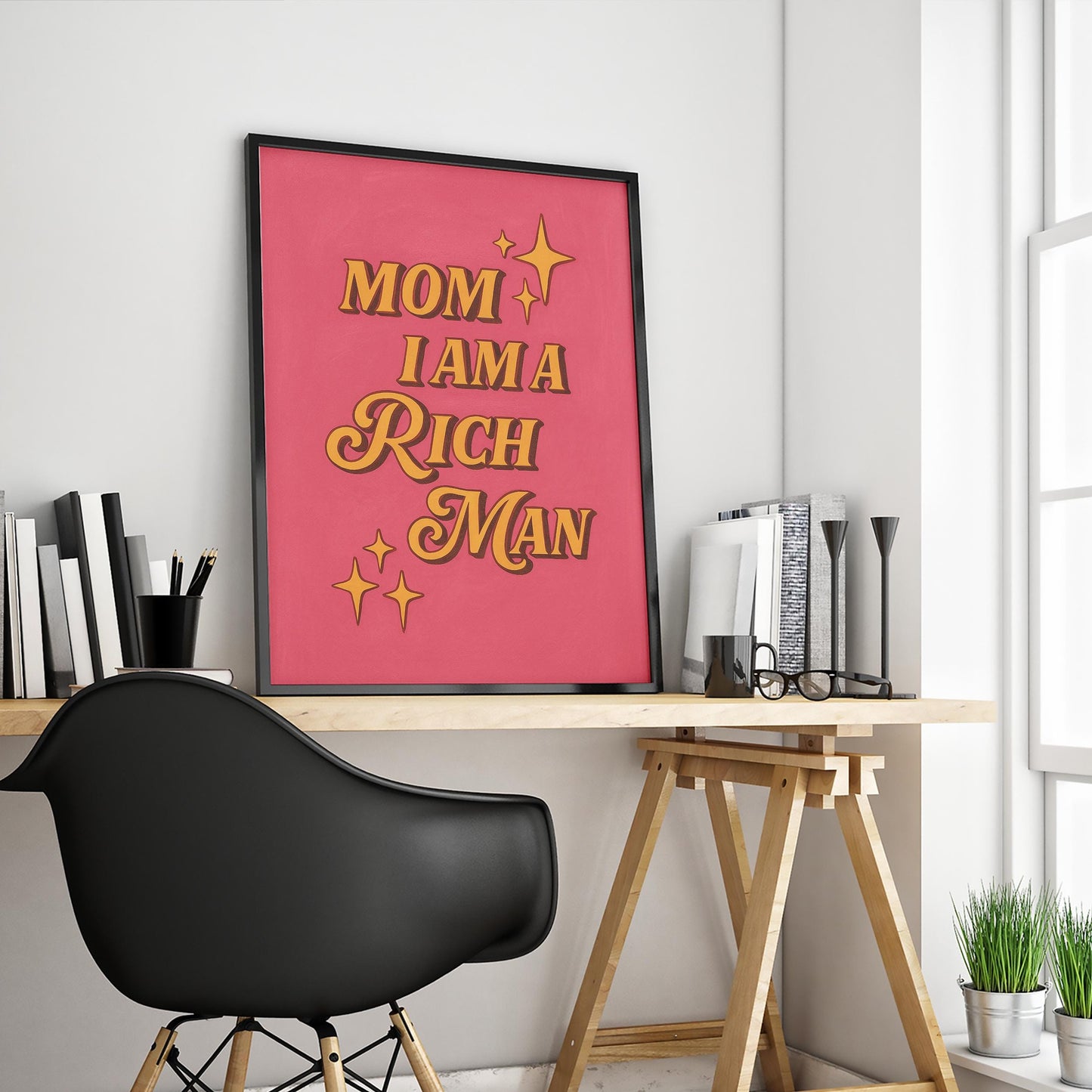 Feminist Wall Art – Bold Quote Poster with Pink Retro Print & Empowering Typography