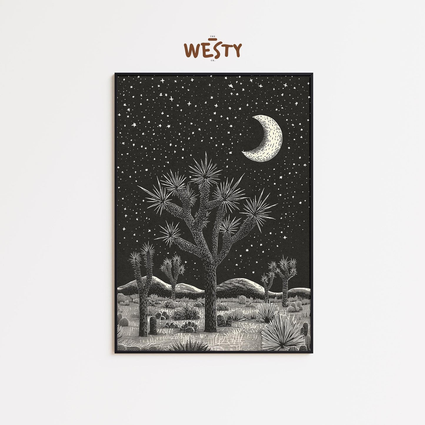Crescent Moon Desert Print – Western Joshua Tree Poster