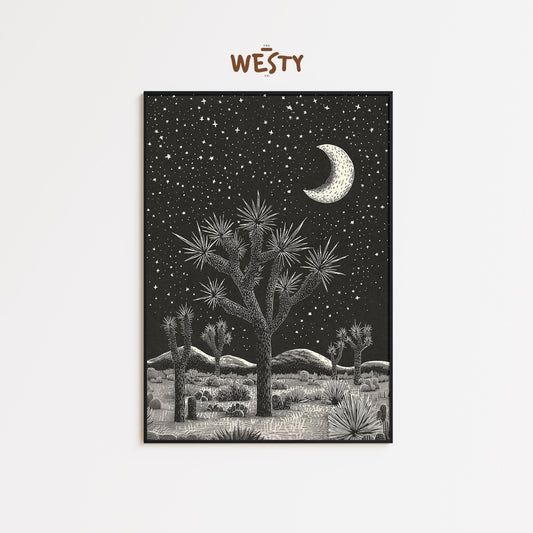 Crescent Moon Desert Print – Western Joshua Tree Poster