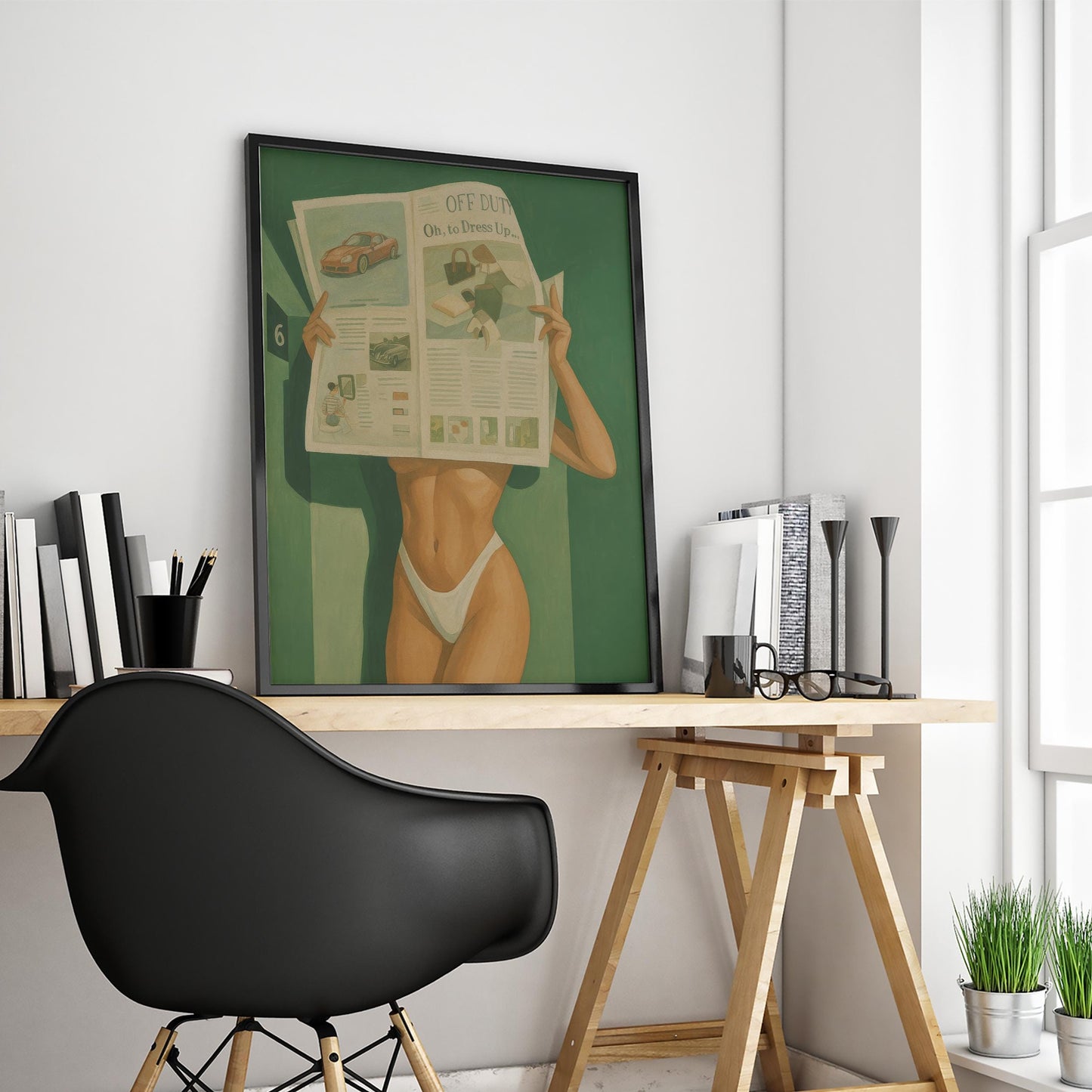 Retro Pin-Up Poster – Bold Motel Print | Feminine Wall Art, Cheeky Elegant Design
