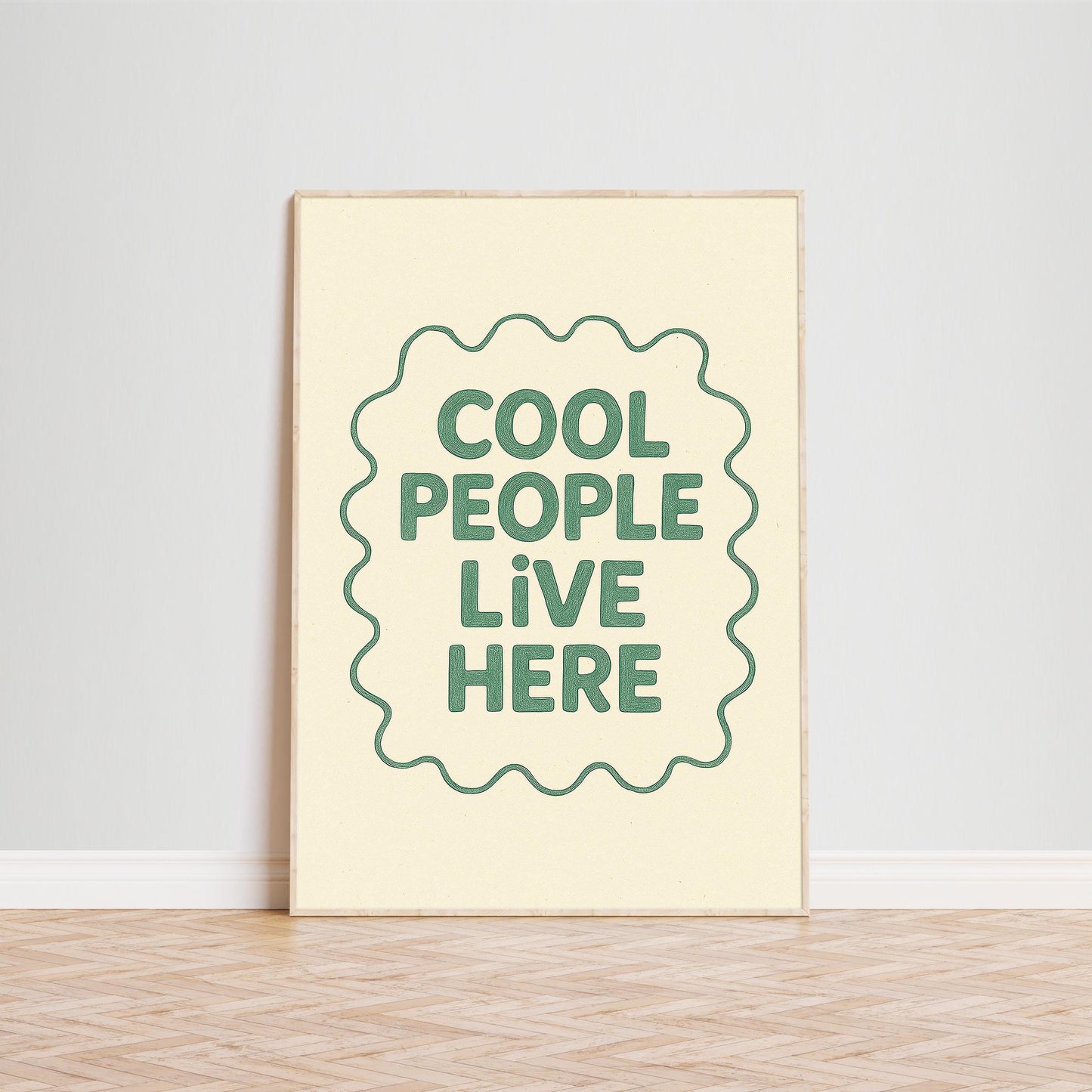 Cool People Live Here Poster – Funny Retro Typography Print, Minimalist Wall Art