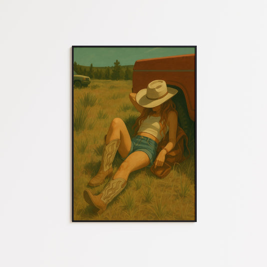 Cowgirl Summer Poster – Rustic Western Art Vintage Country Decor Print