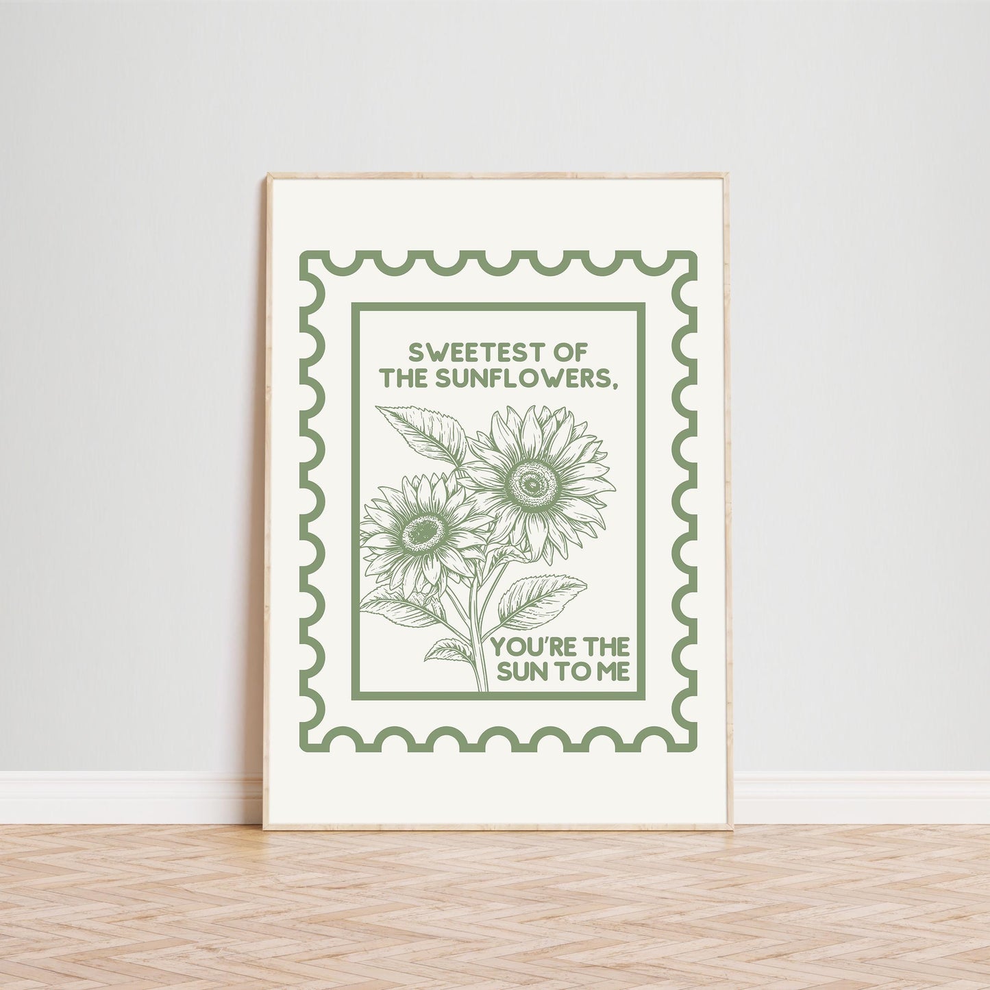 Sun To Me Poster, Sunflower Love Quote Poster – Vintage Stamp Style Romantic Wall Art