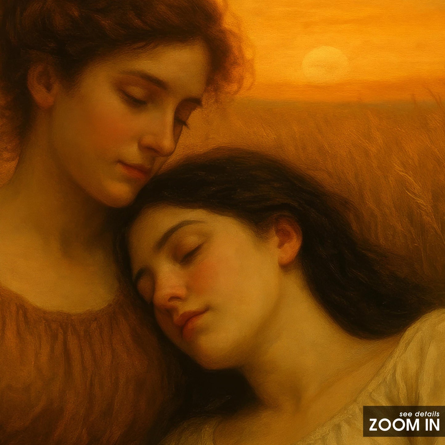 Lesbian Fine Art Poster – Romantic Wall Art With Golden Hour Wheat Field