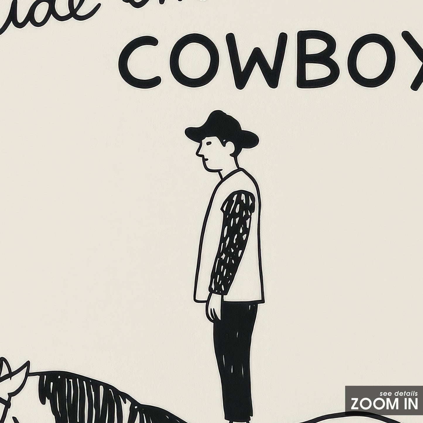 Ride ’em Cowboy Funny Poster – Minimal Western Line Art Print