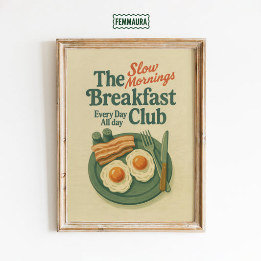 Retro Kitchen Wall Art – Breakfast Club Poster With Vintage Typography & Cozy Decor
